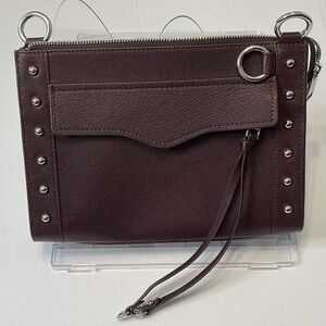 Rebecca Minkoff Deep Plum/Dark Burgundy Wristlet with Silver Accents